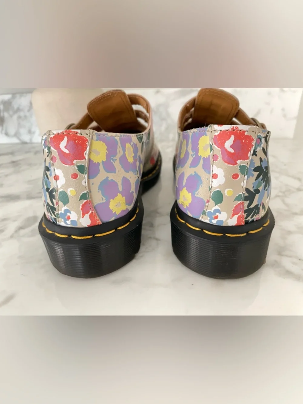 Dr. Martens 8065 Floral Mash Up Mary Jane Parchment Beige Sz 9 Womens - Picture 4 of 9
